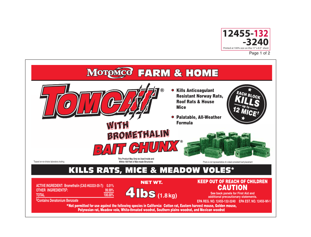 12455-132-3240 Tomcat with Bromethalin Bait Chunx Additional