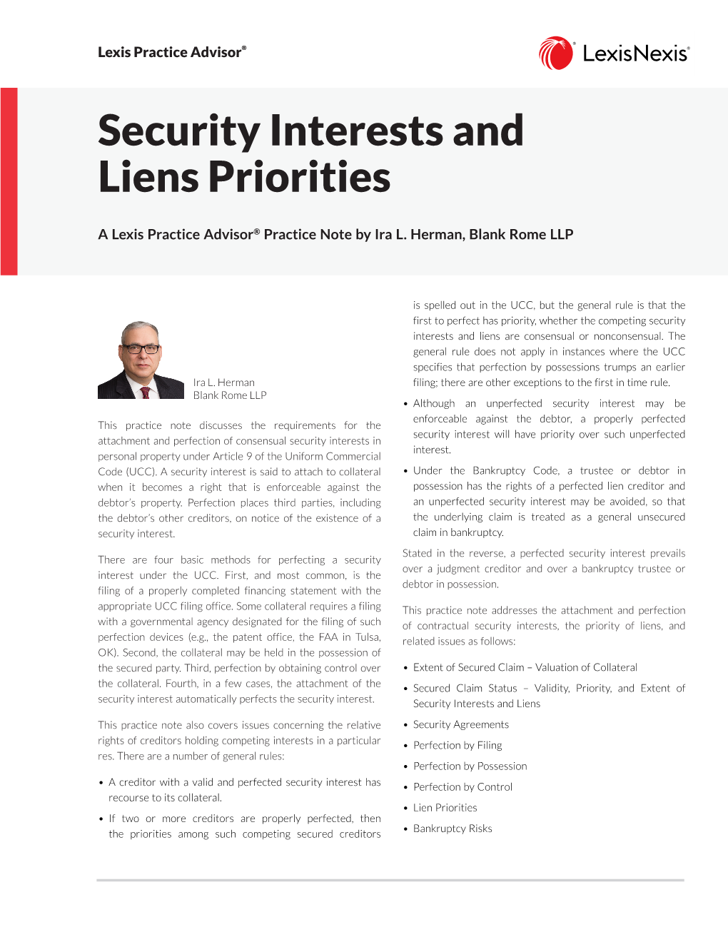 Security Interests and Liens Priorities