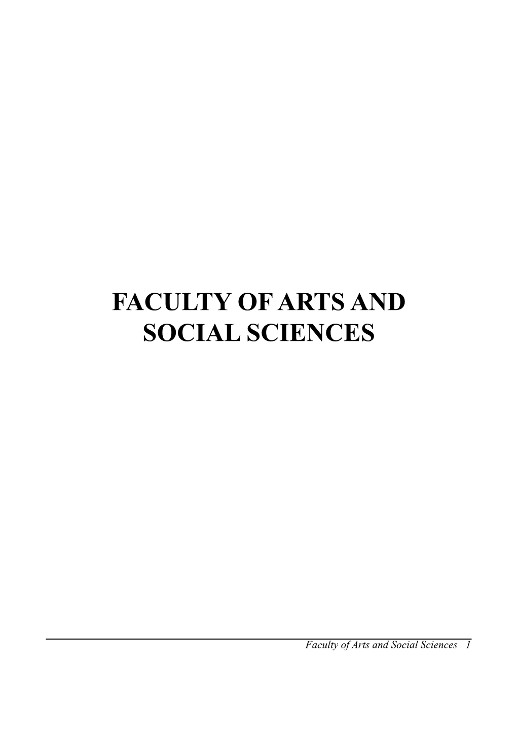 Faculty of Arts and Social Sciences