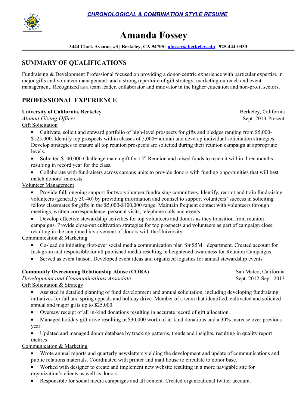 Chronological & Combination Style Resume