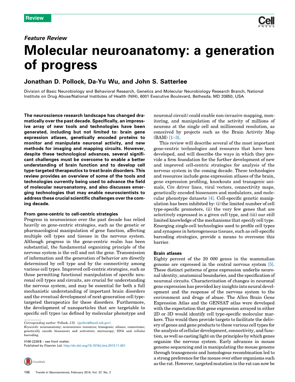 Molecular Neuroanatomy: a Generation of Progress