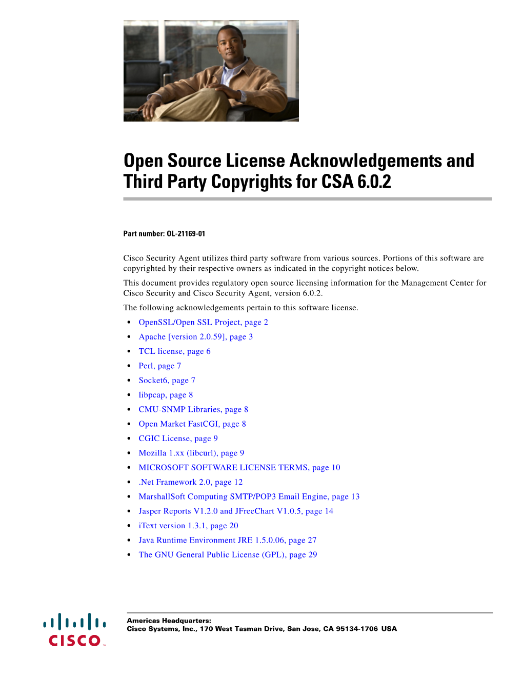 Open Source License Acknowledgements and Third Party Copyrights for CSA 6.0.2