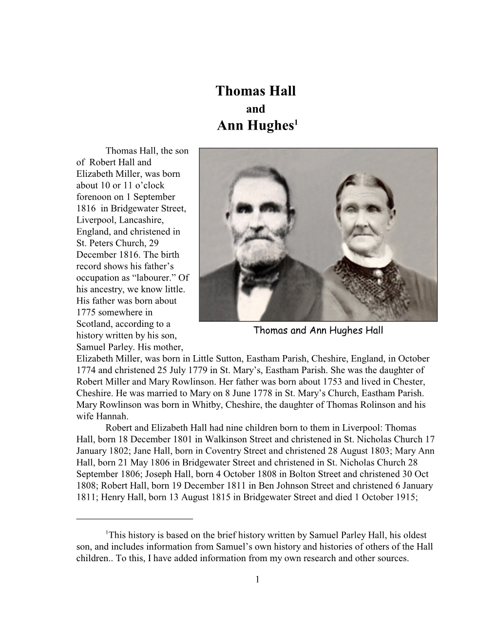 Thomas Hall Ann Hughes1