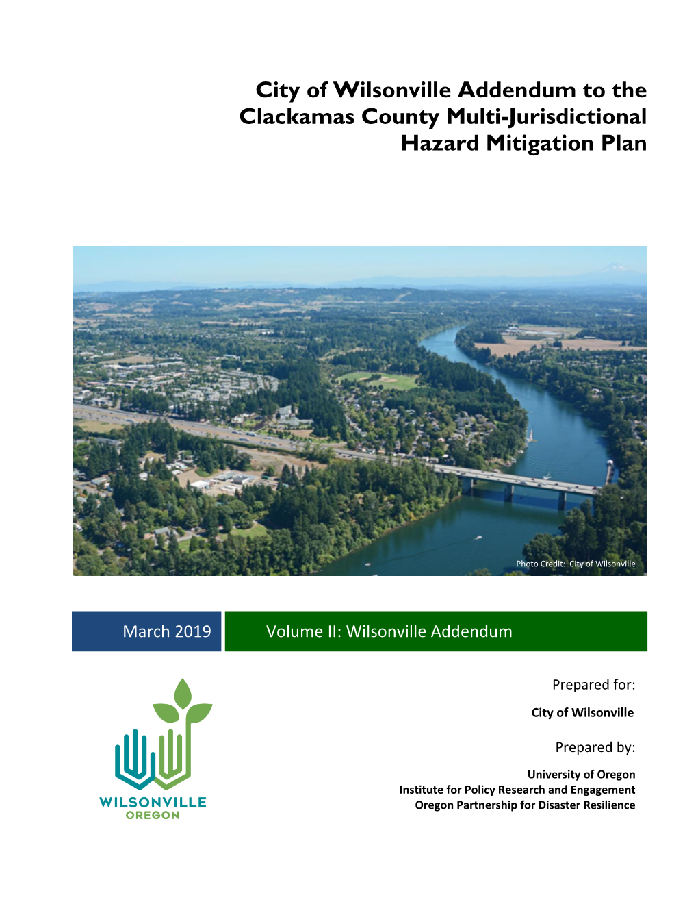 City of Wilsonville Addendum to the Clackamas County Multi-Jurisdictional Hazard Mitigation Plan