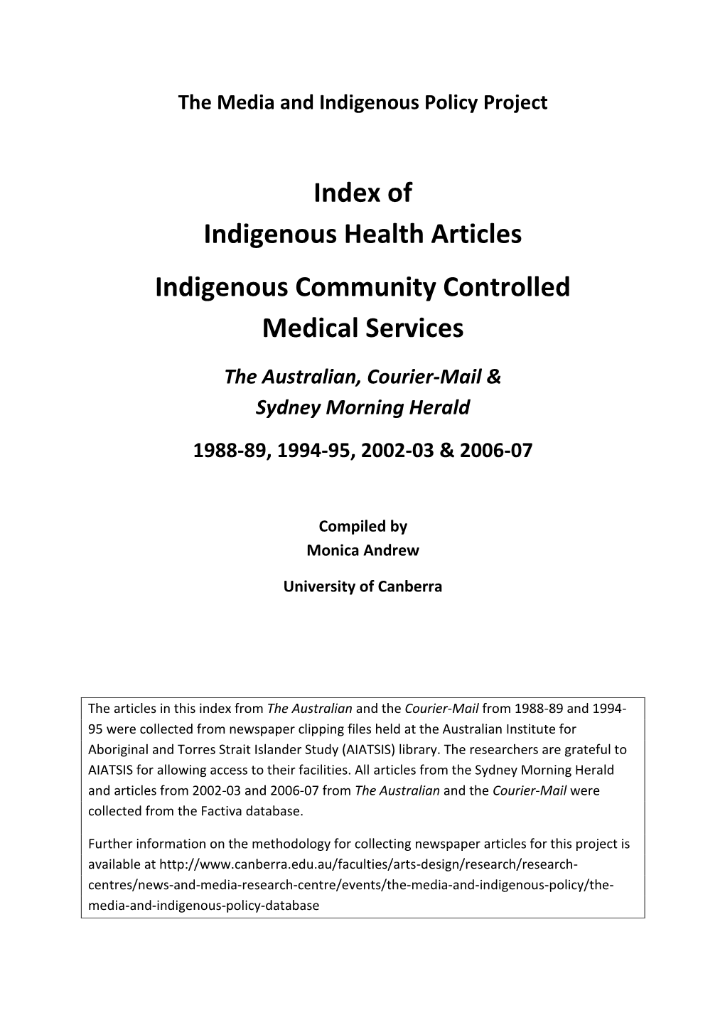 Indigenous Community Controlled Medical Services