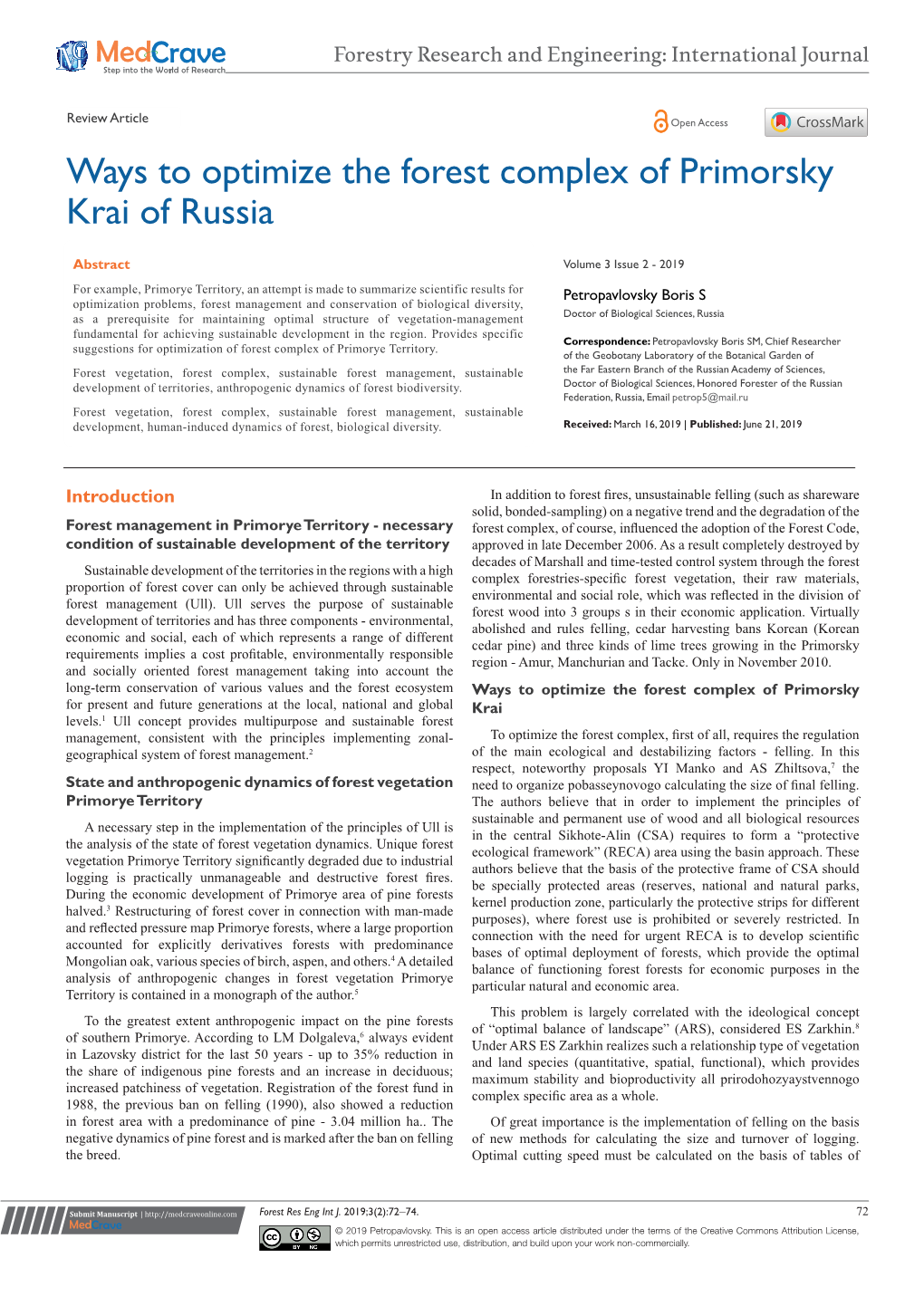 Ways to Optimize the Forest Complex of Primorsky Krai of Russia