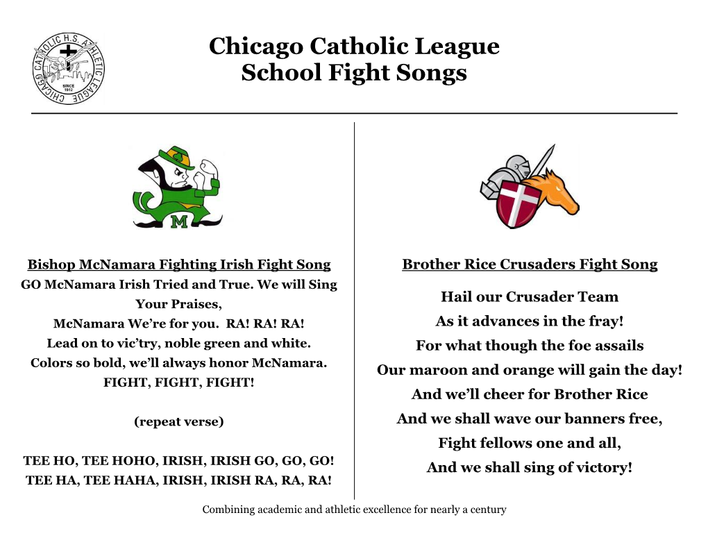 Chicago Catholic League School Fight Songs