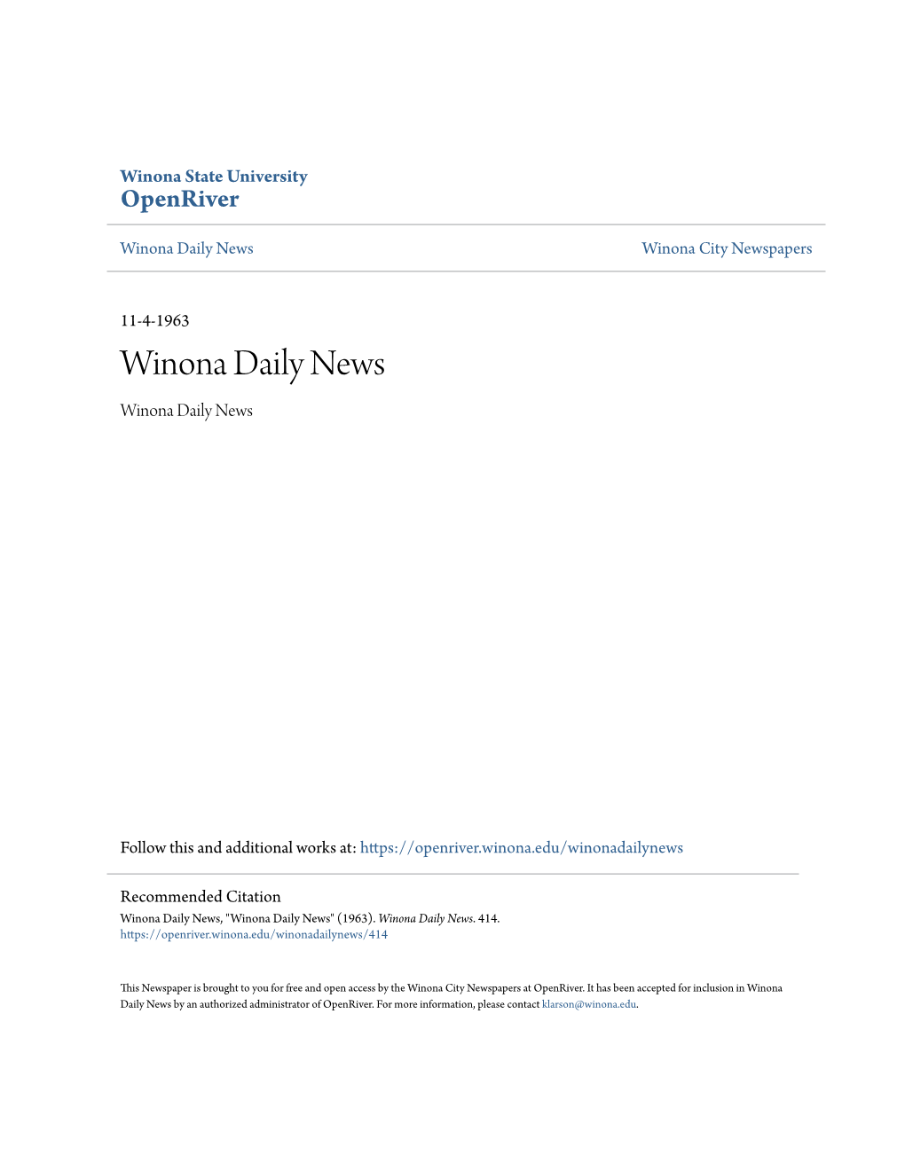 Winona Deaths Two-State Deaths Froth of Milwaukee Was Found Sunday by Water-Ford Firemen [Elections on Memorial Hospital Leon S