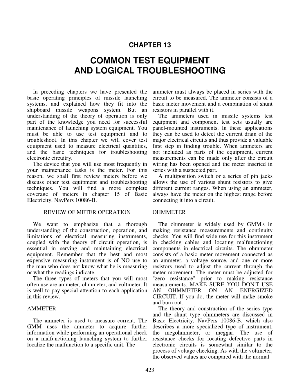 Common Test Equipment and Logical Troubleshooting