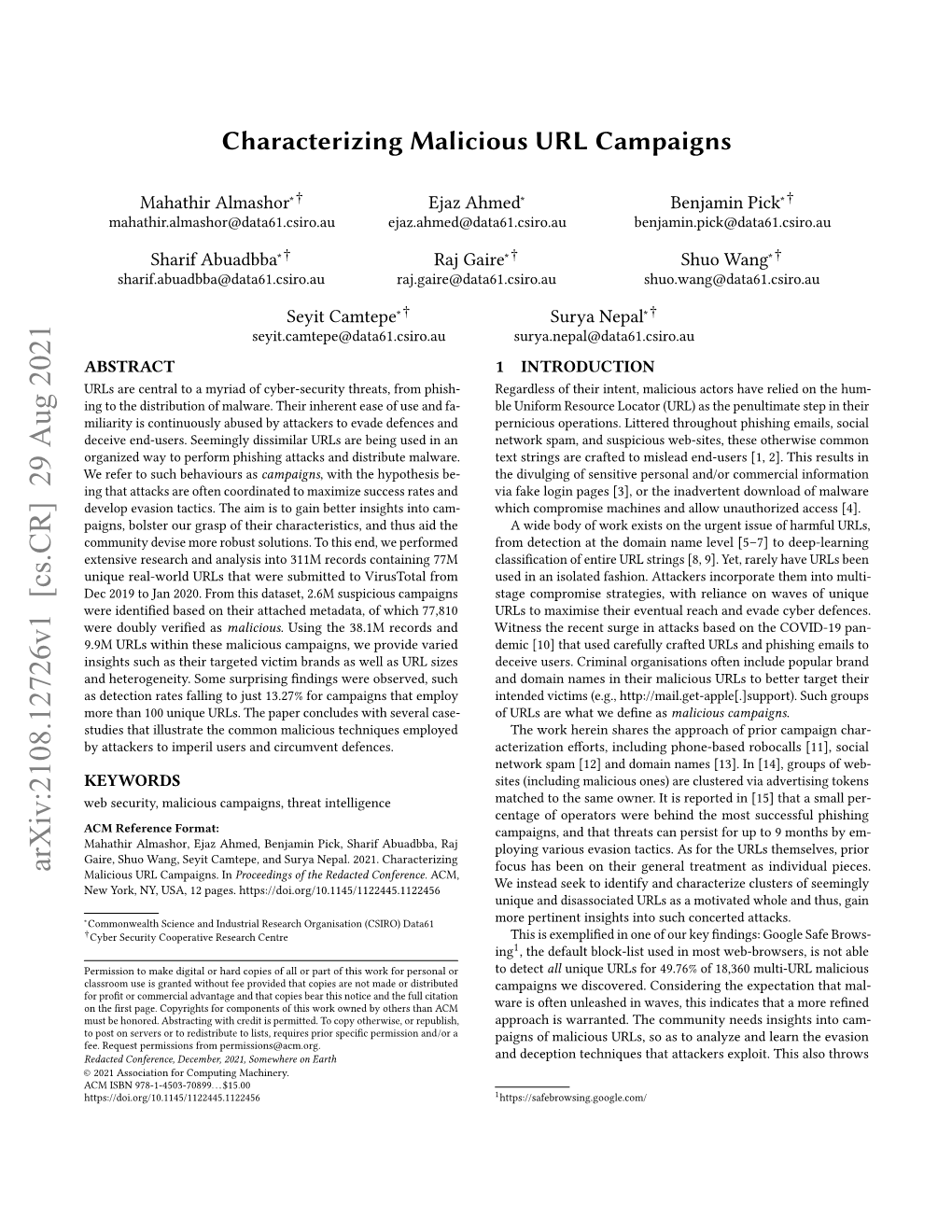 Characterizing Malicious URL Campaigns