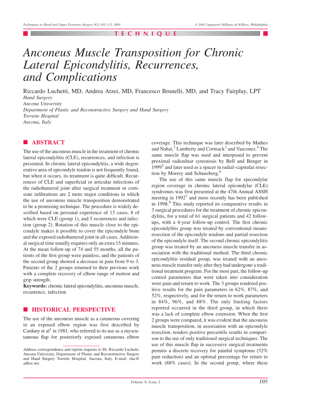 Anconeus Muscle Transposition for Chronic Lateral Epicondylitis