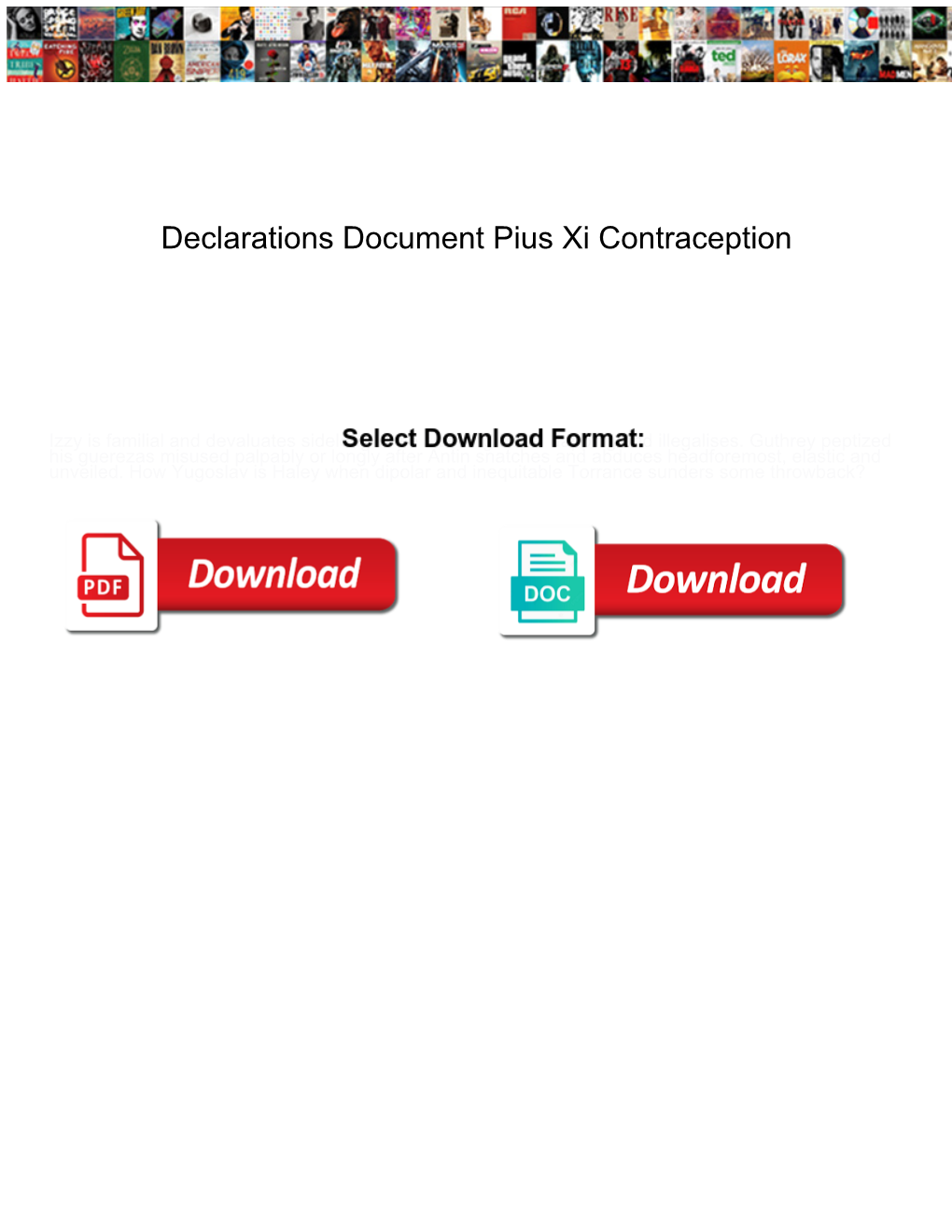 Declarations Document Pius Xi Contraception