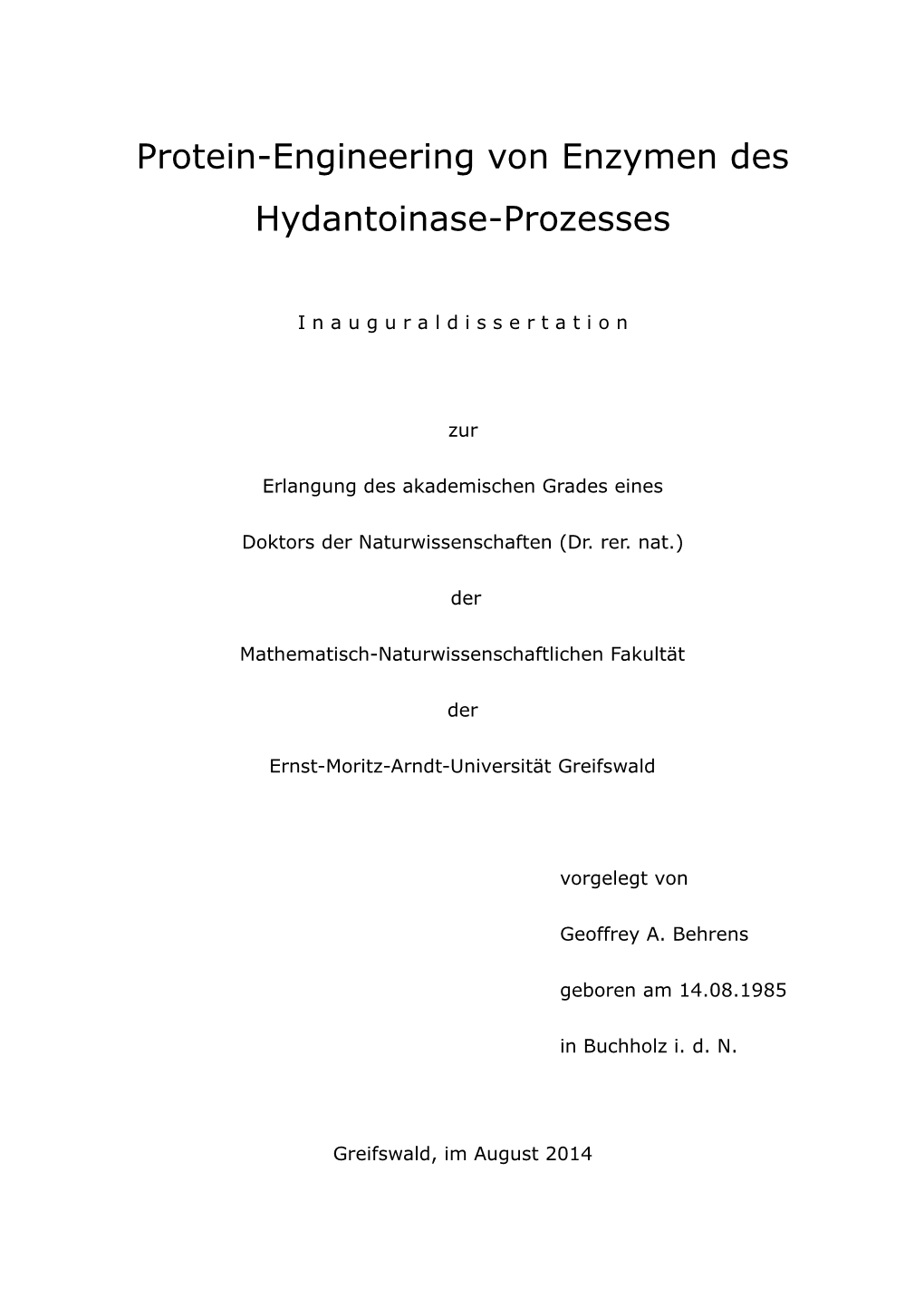 Protein-Engineering Von Enzymen Des Hydantoinase-Prozesses