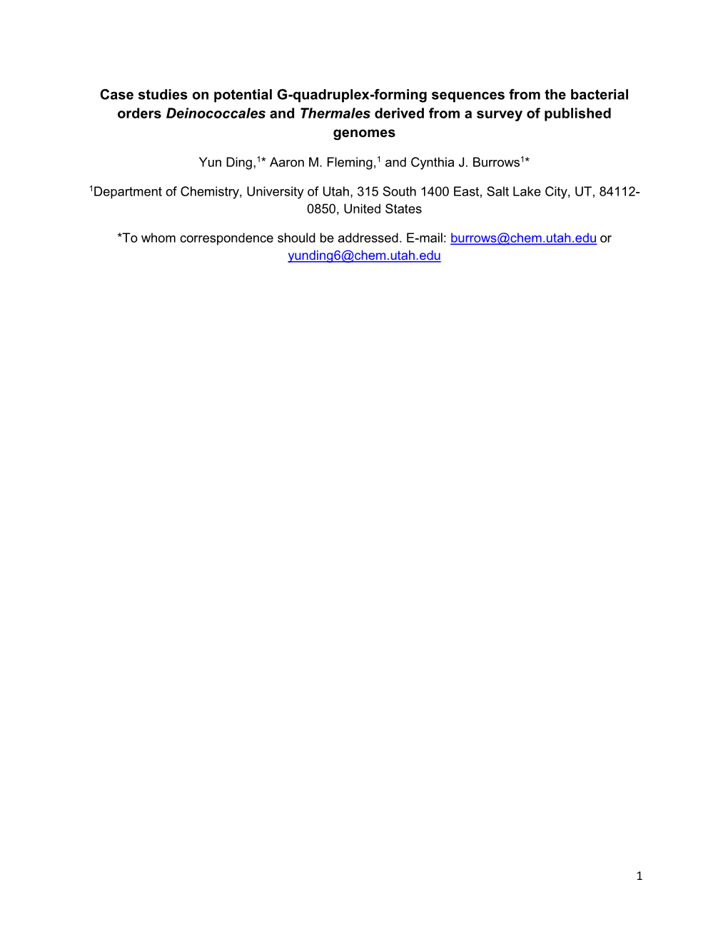 Case Studies on Potential G-Quadruplex-Forming Sequences from the Bacterial Orders Deinococcales and Thermales Derived from a Survey of Published Genomes