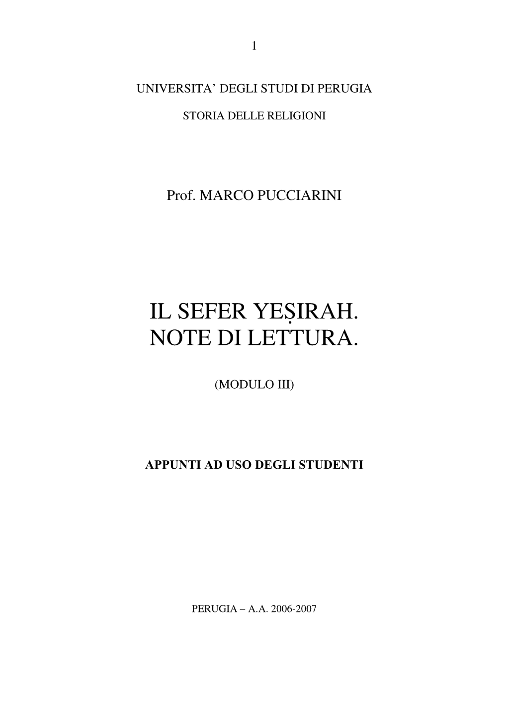 Il Sefer Yeúirah. Note Di Lettura