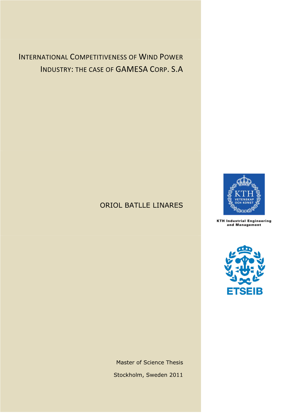 International Competitiveness of Wind Power Industry: the Case of Gamesa Corp