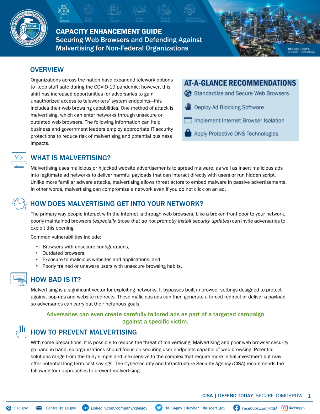 Capacity Enhancement Guide: Securing Web Browsers And