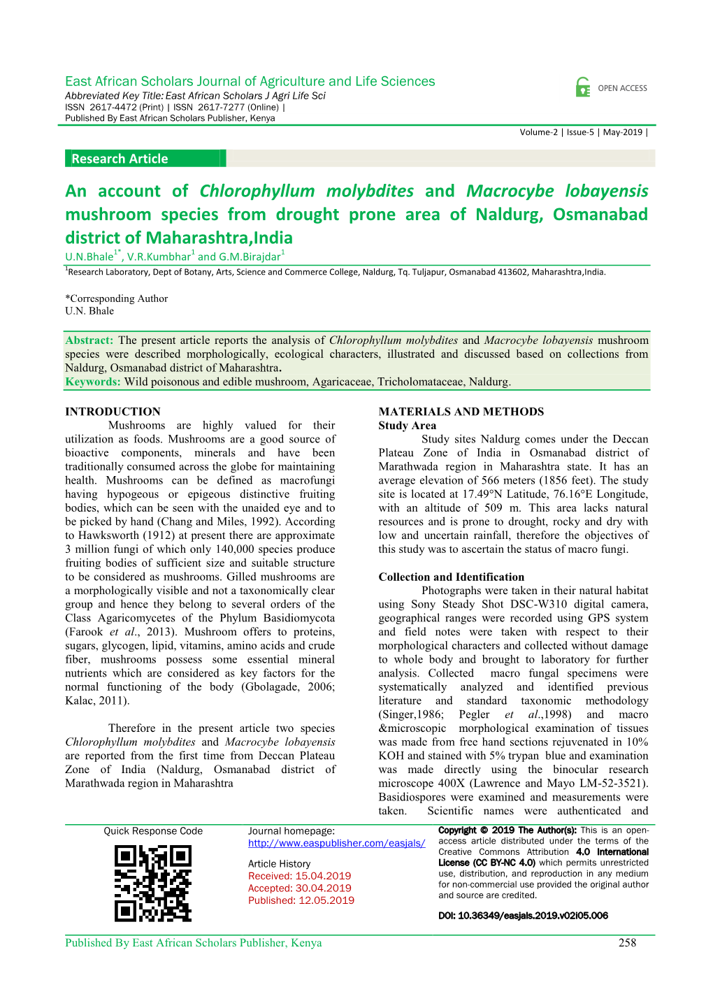 An Account of Chlorophyllum Molybdites and Macrocybe