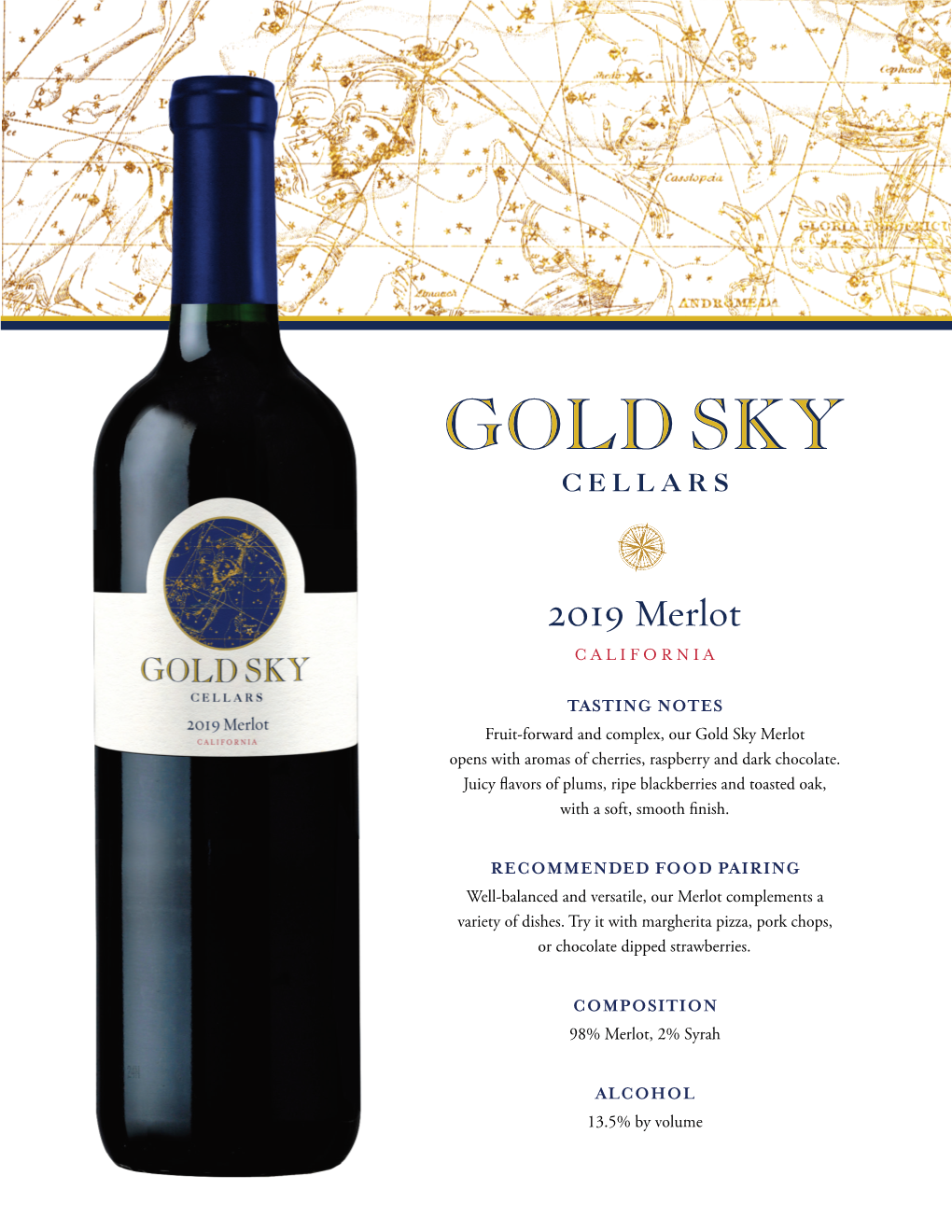 2019 Gold Sky Merlot Tech Sheet