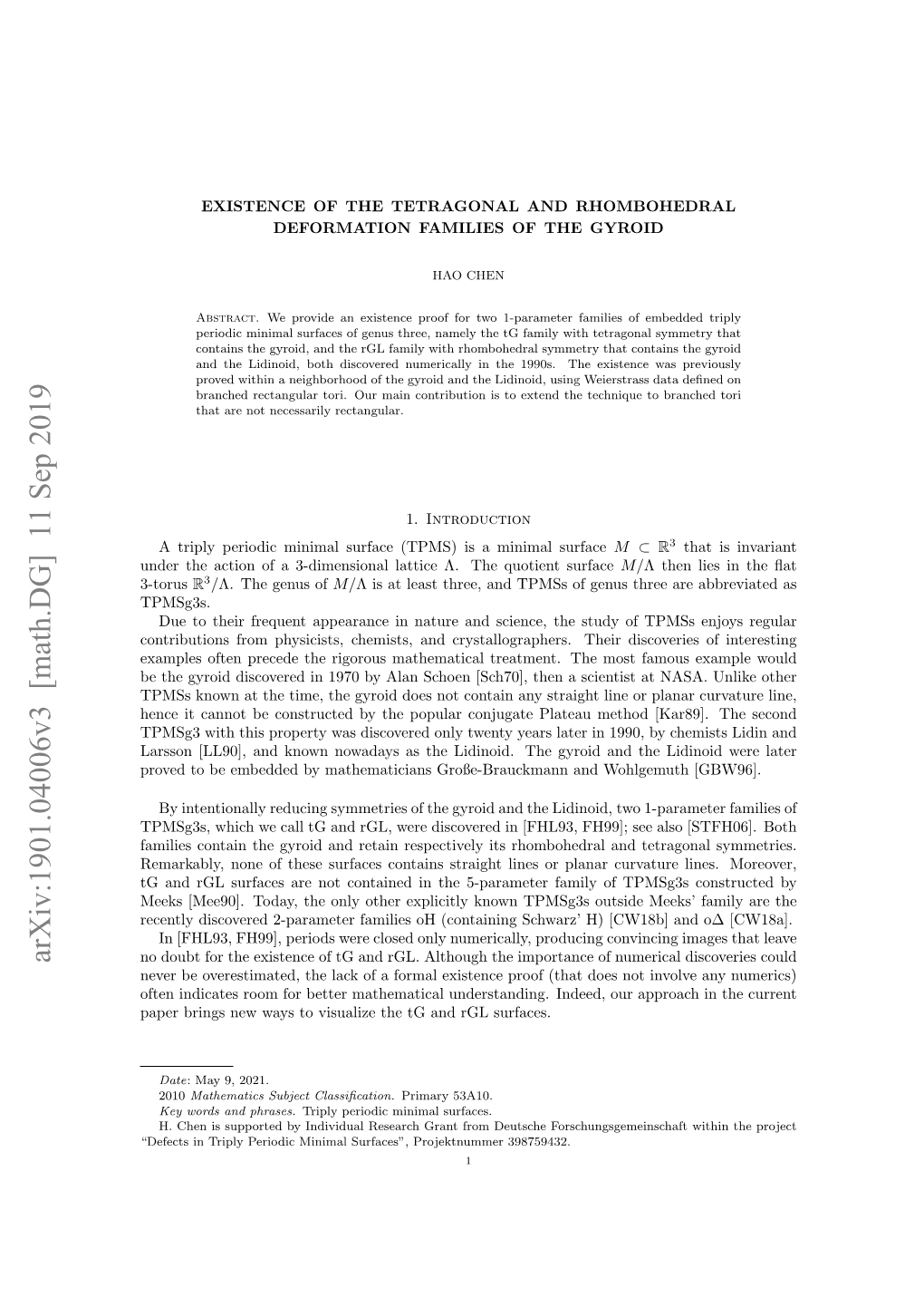 Arxiv:1901.04006V3 [Math.DG] 11 Sep 2019 No Doubt for the Existence of Tg and Rgl