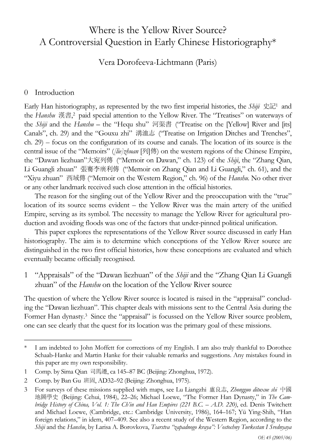 Where Is the Yellow River Source? a Controversial Question in Early Chinese Historiography*