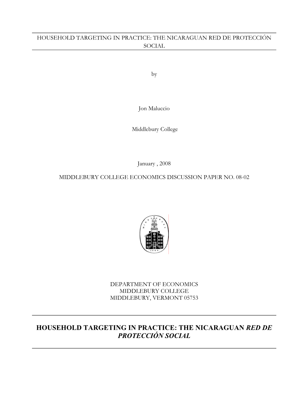 The Nicaraguan Red De Protección Social