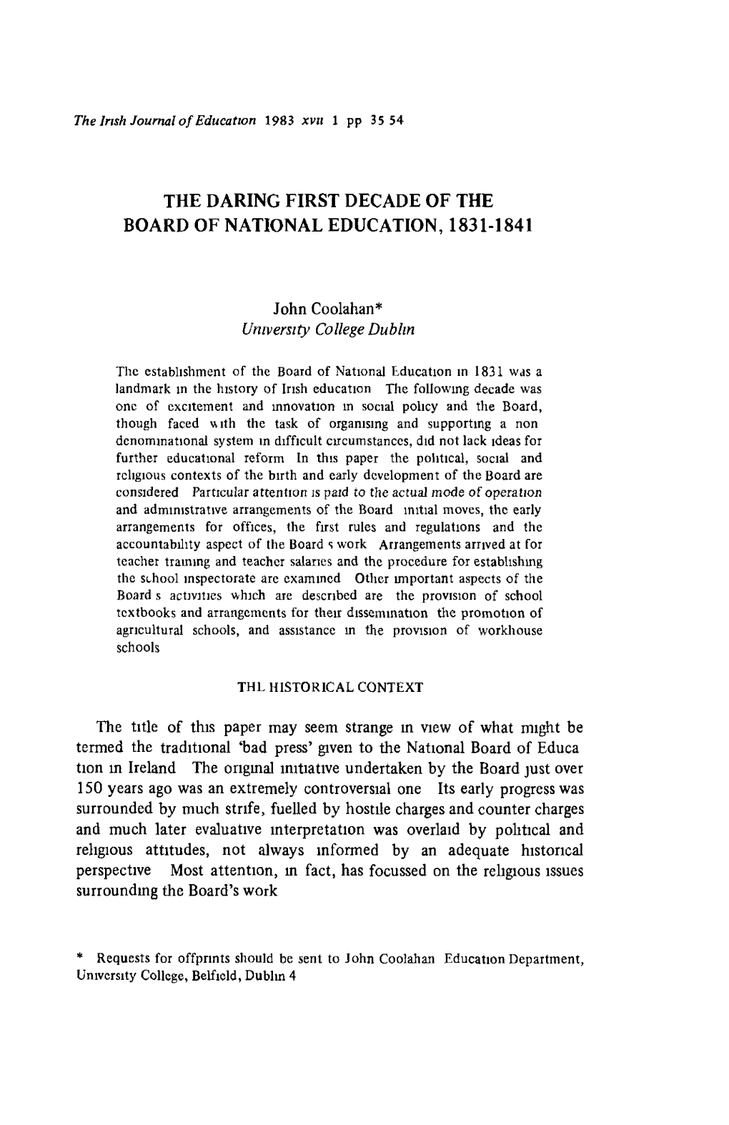 The Daring First Decade of the Board of National Education, 1831-1841