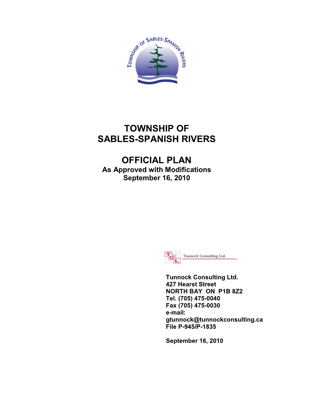 Township of Sables-Spanish Rivers Official Plan TABLE of CONTENTS