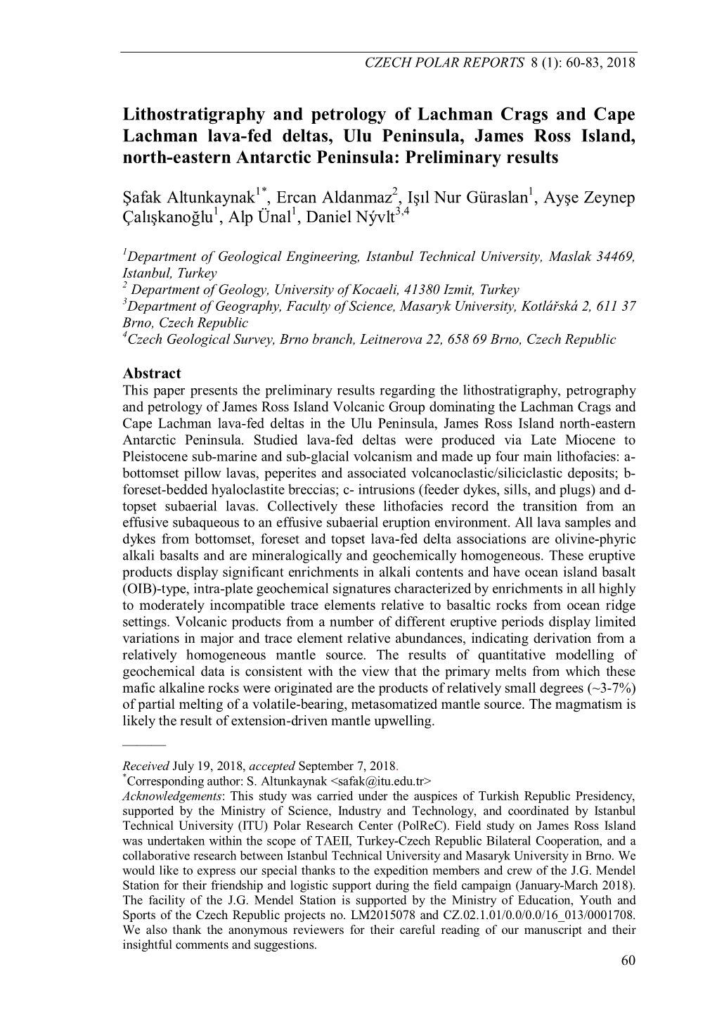 Lithostratigraphy and Petrology of Lachman Crags and Cape Lachman Lava-Fed Deltas, Ulu Peninsula, James Ross Island, North-Easte