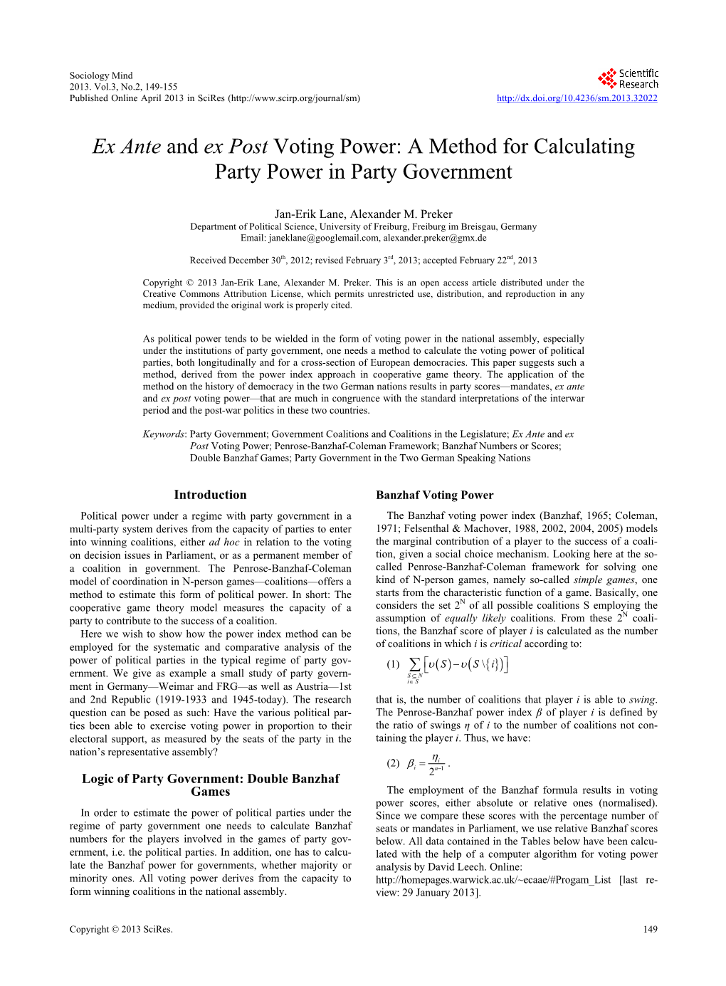 Ex Ante and Ex Post Voting Power: a Method for Calculating Party Power in Party Government
