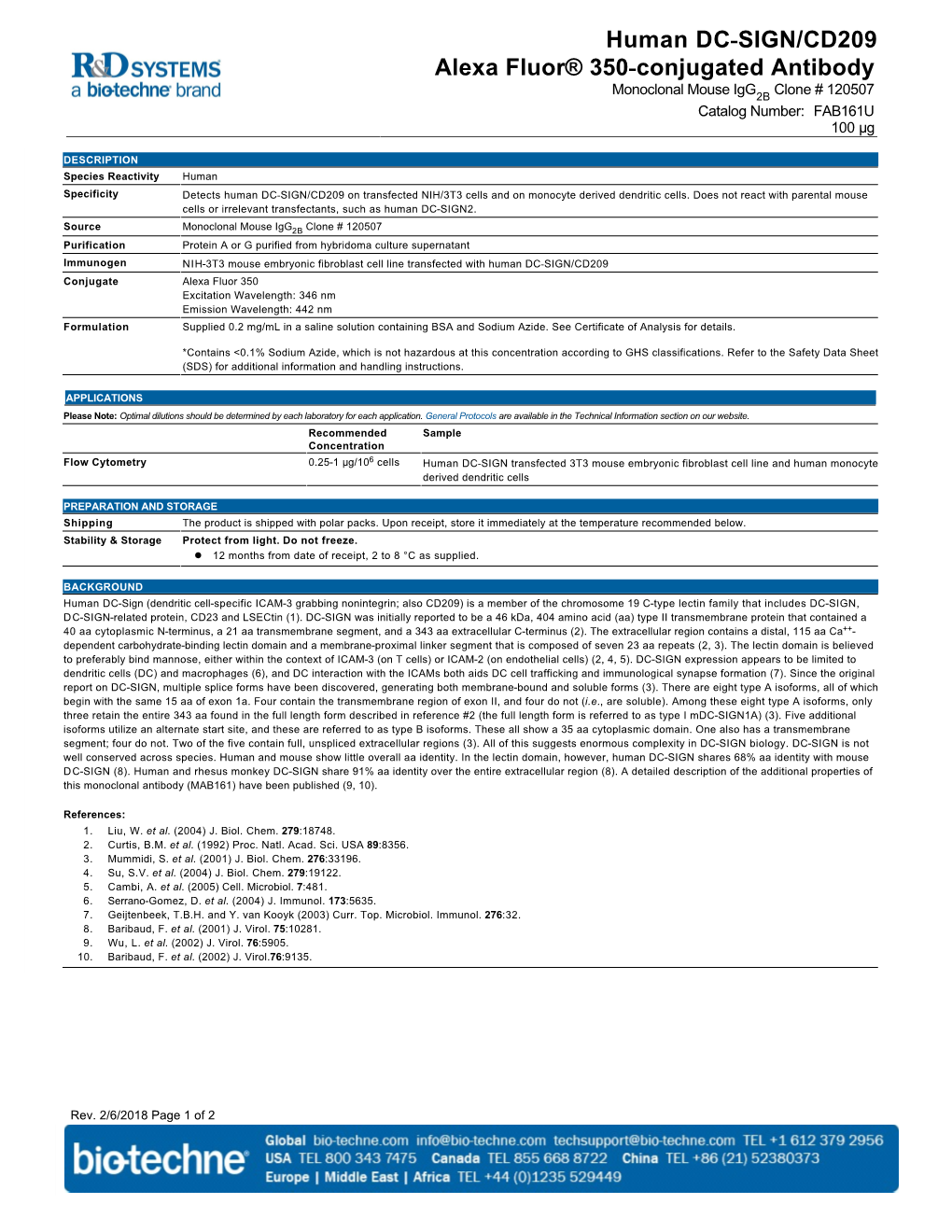 Human DC-SIGN/CD209 Alexa Fluor® 350-Conjugated Antibody