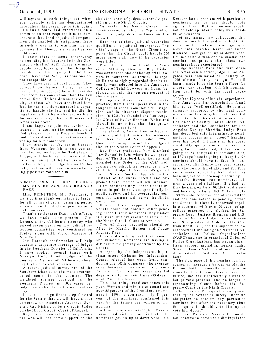 Congressional Record—Senate S11875