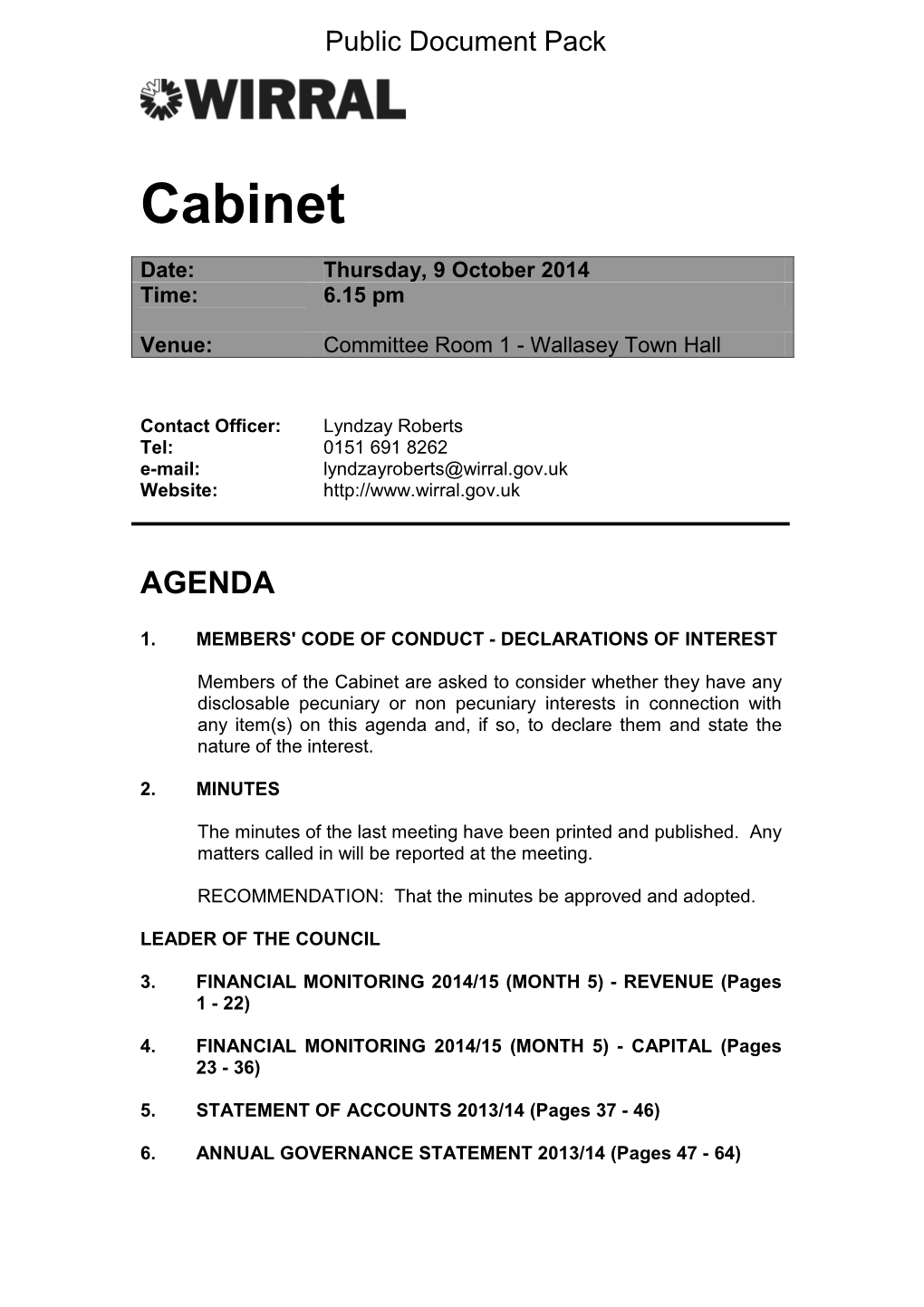 (Public Pack)Agenda Document for Cabinet, 09/10