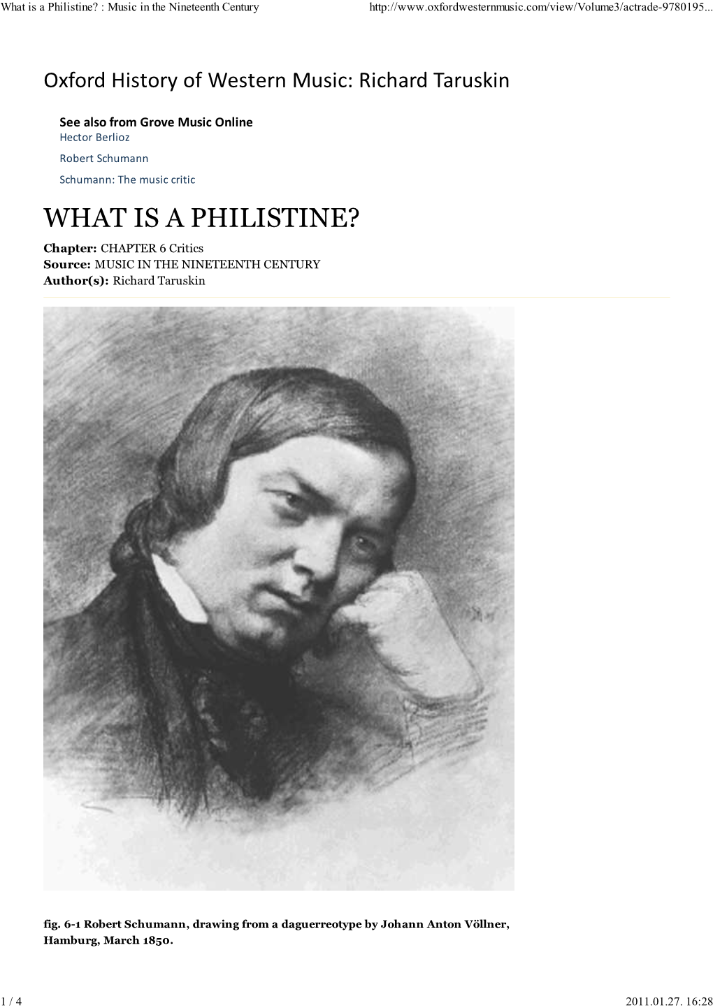 What Is a Philistine? : Music in the Nineteenth Century