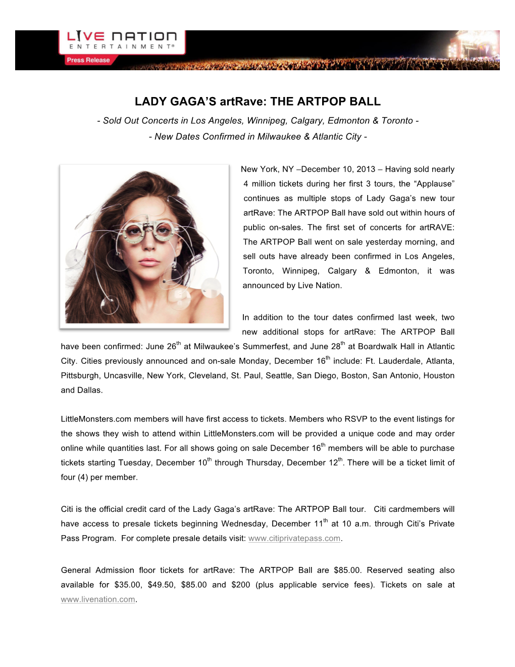 LADY GAGA's Artrave: the ARTPOP BALL