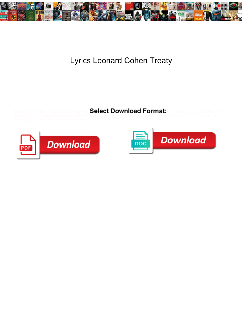 Lyrics Leonard Cohen Treaty