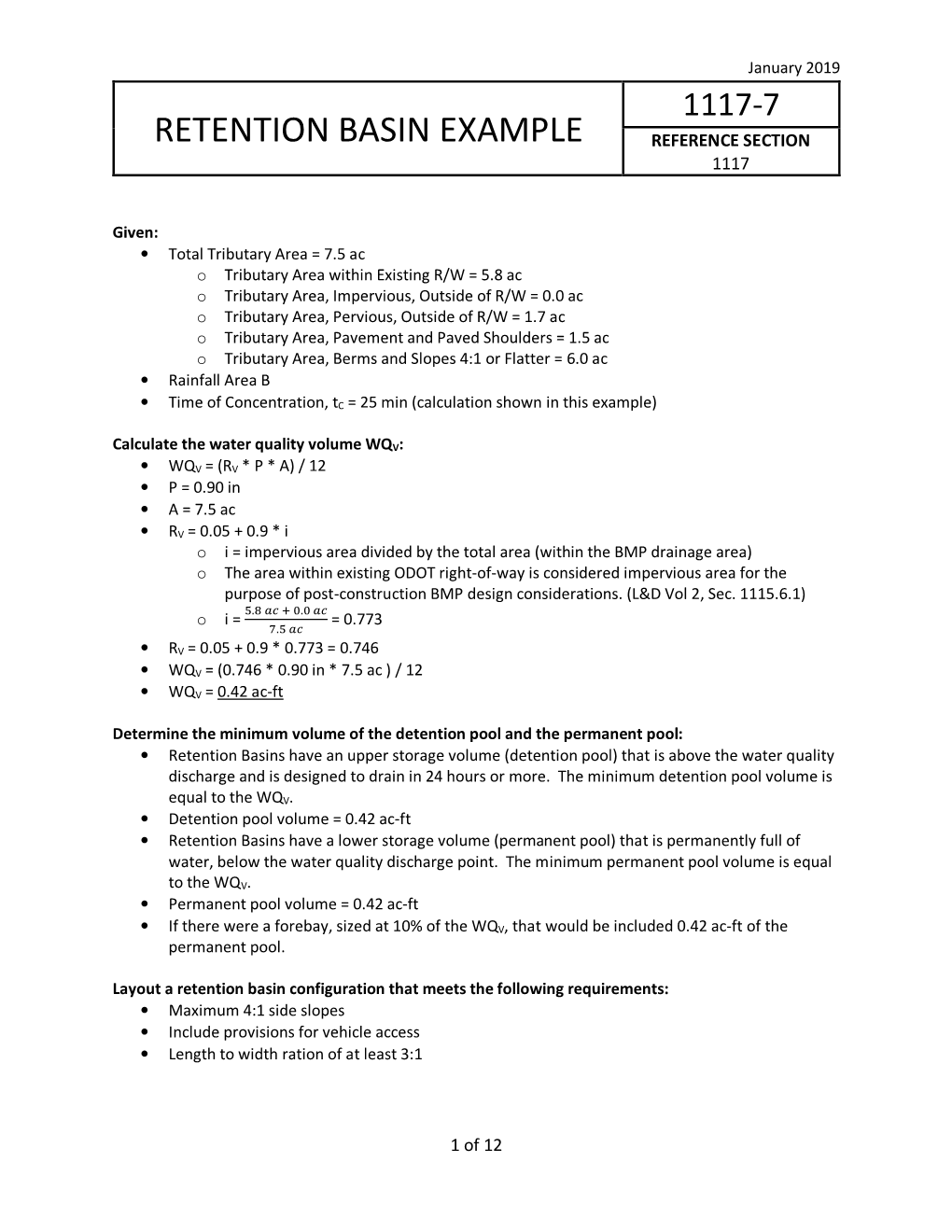 Retention Basin Example Reference Section 1117