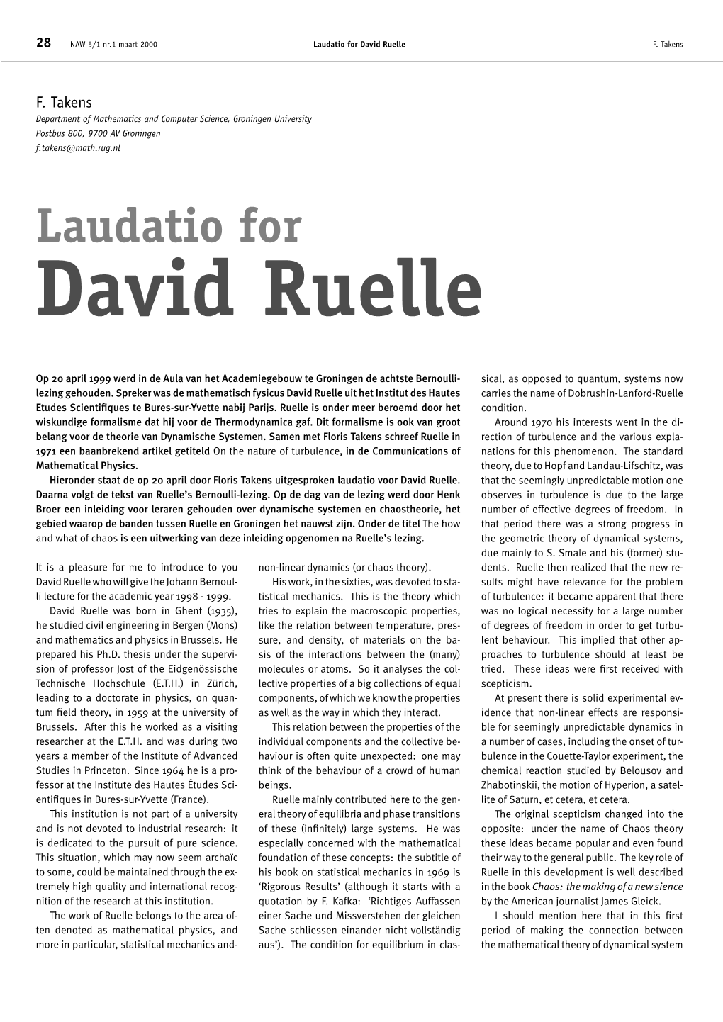 David Ruelle F