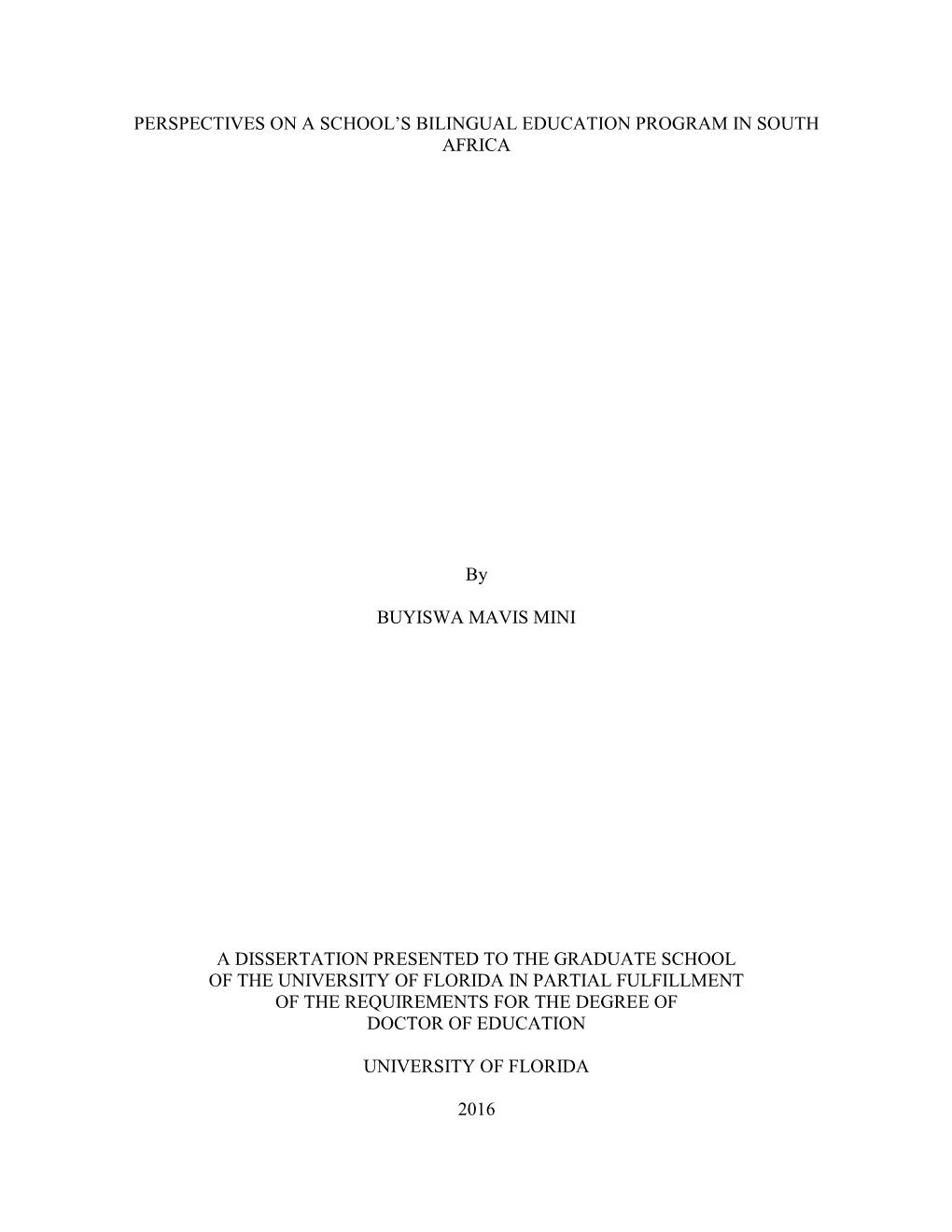 University of Florida Thesis Or Dissertation Formatting Template