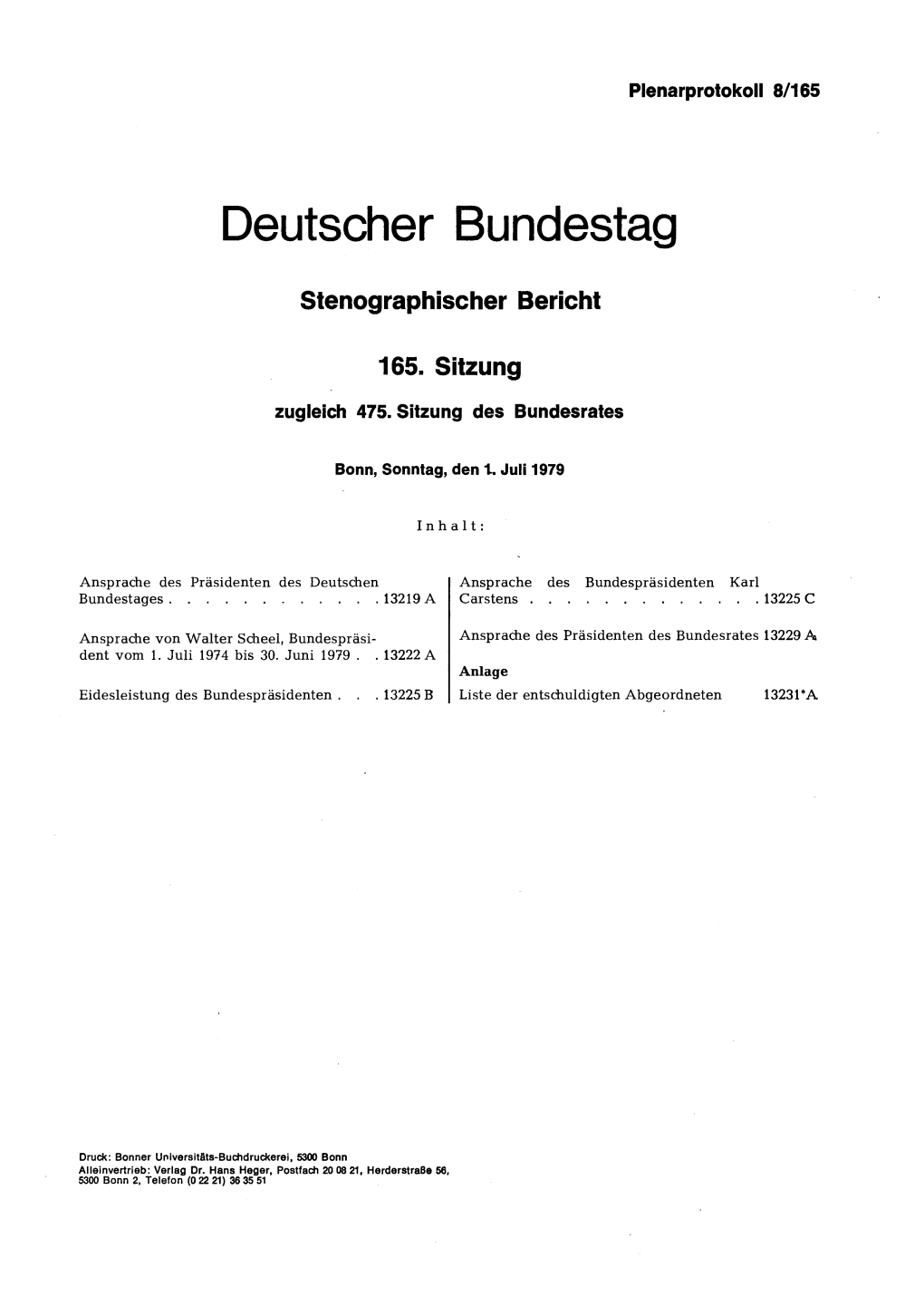 Deutscher Bundestag Stenographischer Bericht 165. Sitzung