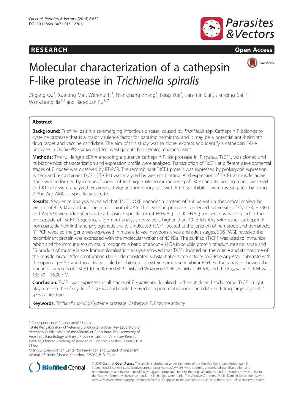 Molecular Characterization of a Cathepsin F-Like Protease In