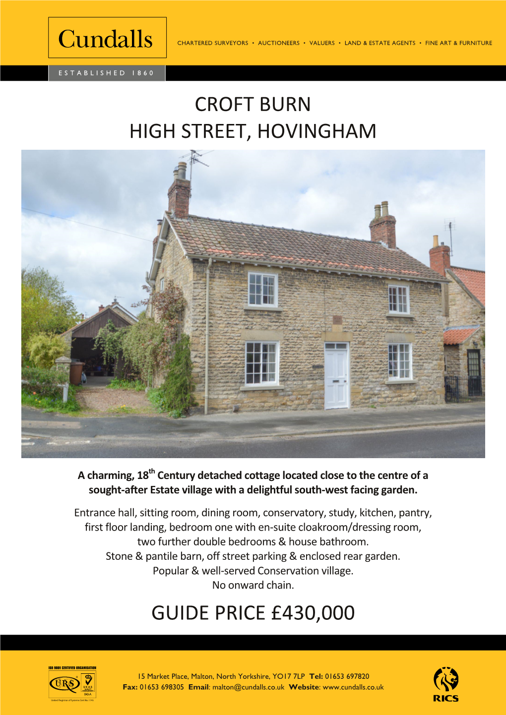 Croft Burn High Street, Hovingham Guide Price