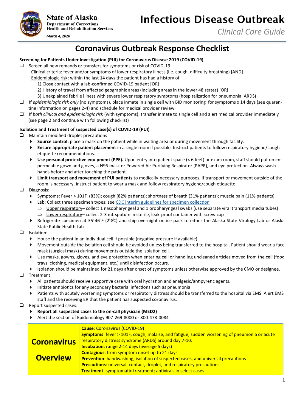 Infectious Disease Outbreak Health and Rehabilitation Services