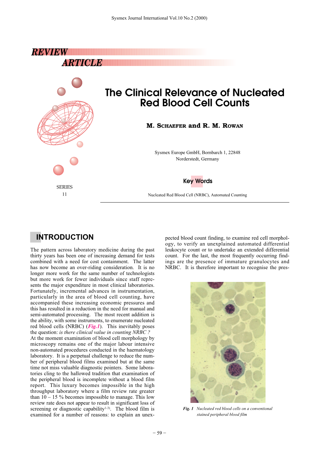 The Clinical Relevance of Nucleated Red Blood Cell Counts