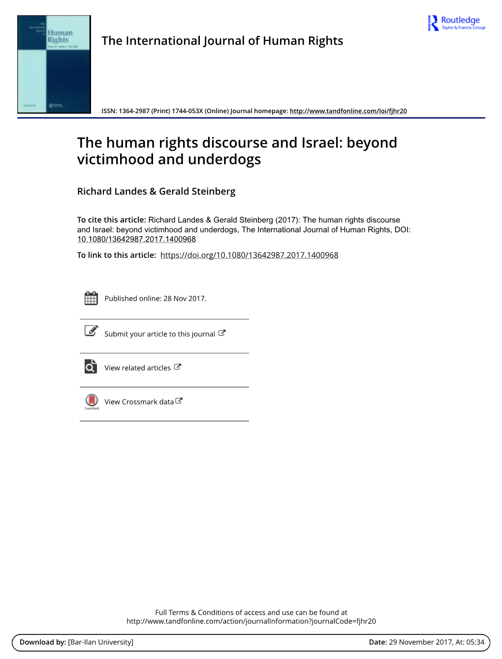 The Human Rights Discourse and Israel: Beyond Victimhood and Underdogs