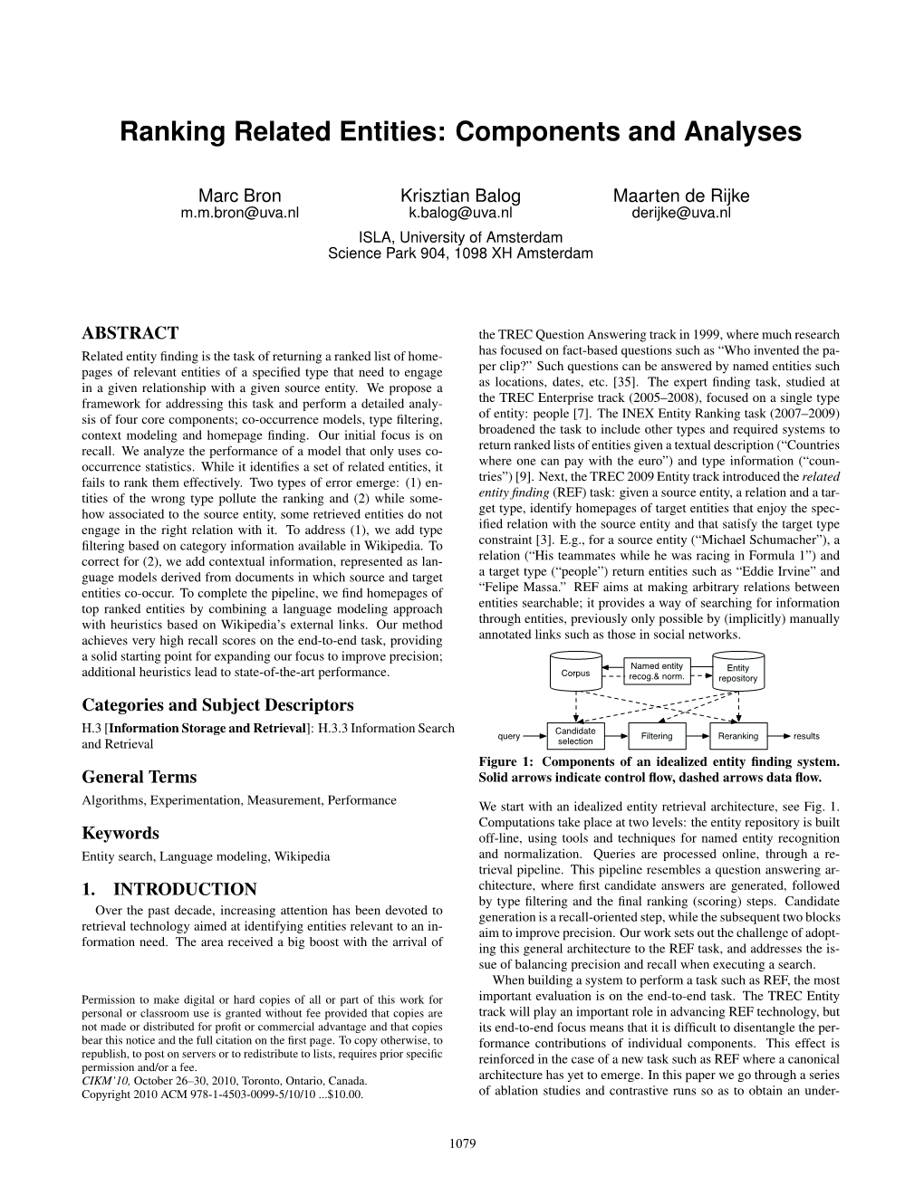 Ranking Related Entities: Components and Analyses