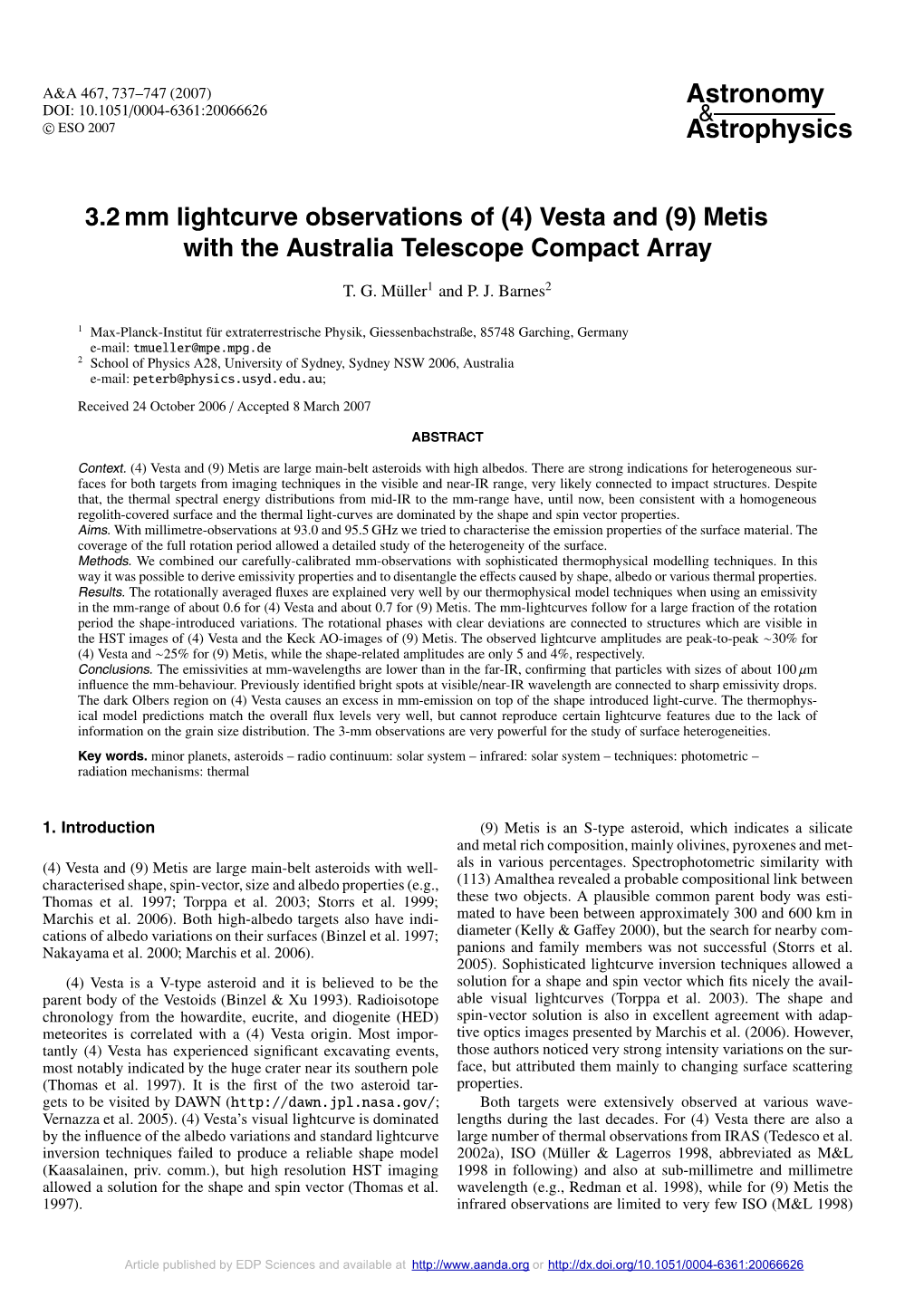 3.2 Mm Lightcurve Observations of (4) Vesta and (9) Metis with the Australia Telescope Compact Array
