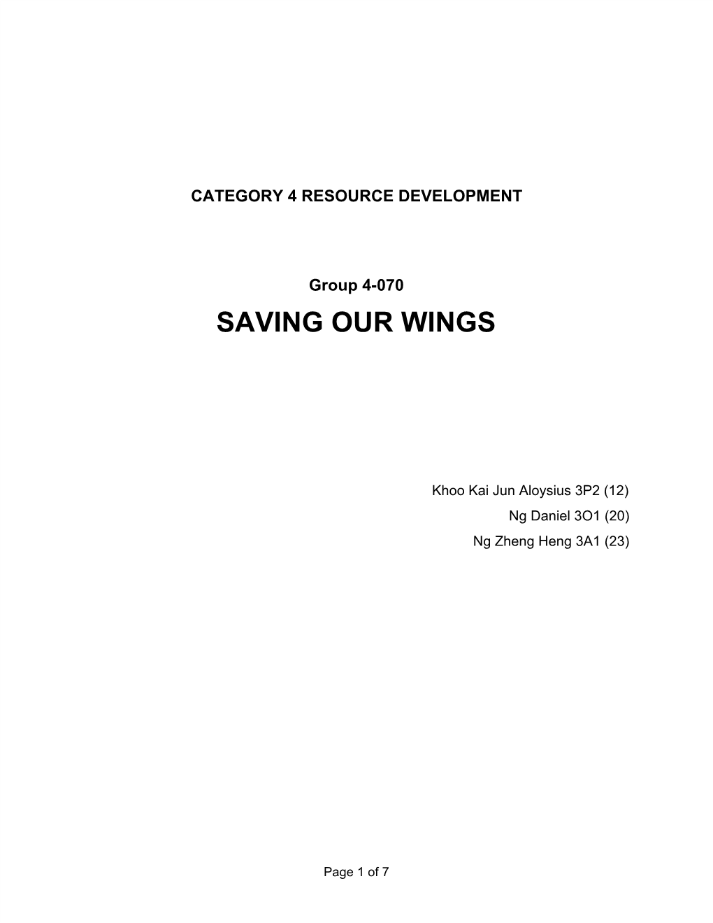4-070 Saving Our Wings