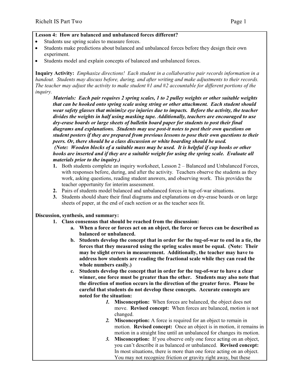 Lesson 7 How Are Balanced And Unbalanced Forces Different