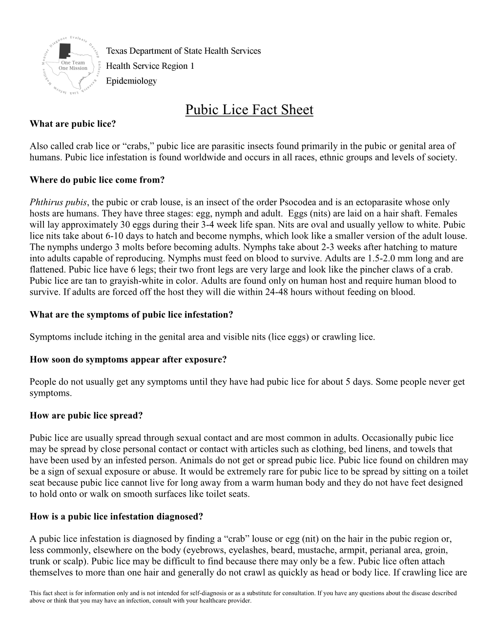 Pubic Lice Fact Sheet What Are Pubic Lice?